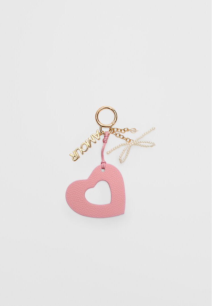 

Stradivarius Schlüsselanhänger mit Herz und Charm Kaugummirosa OS