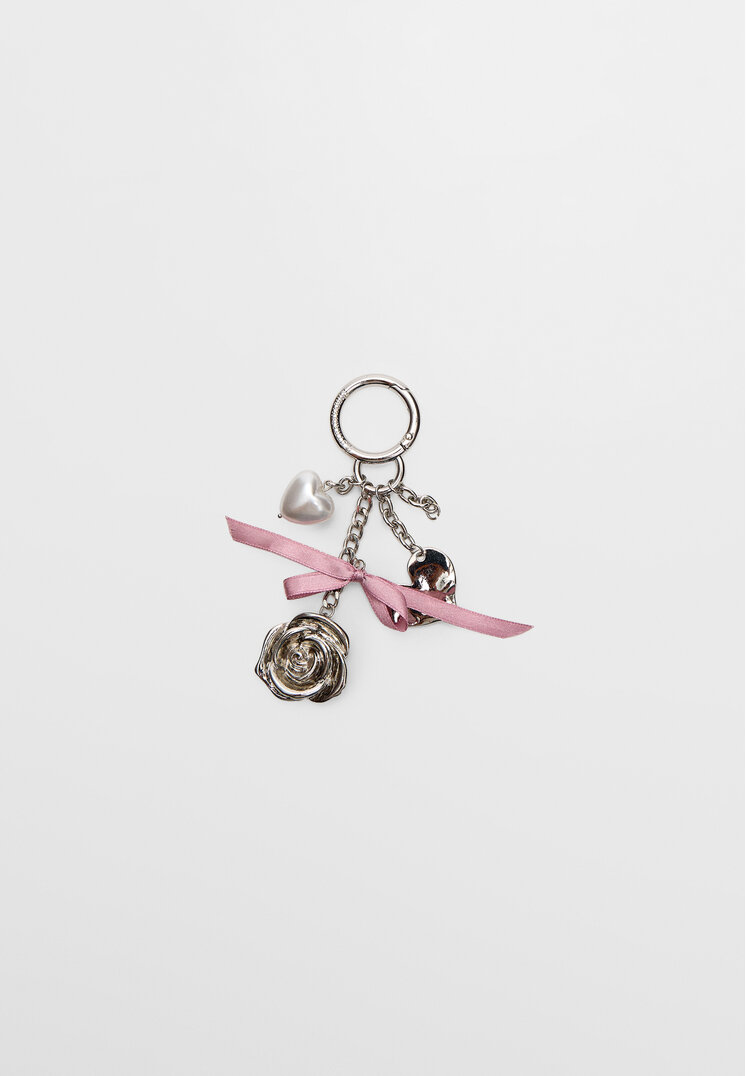 

Stradivarius Schlüsselanhänger mit Schleife und Charm Grau OS