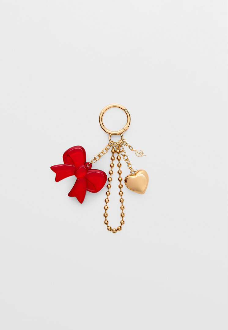 

Stradivarius Schlüsselanhänger mit Schleife und Charm Rot OS