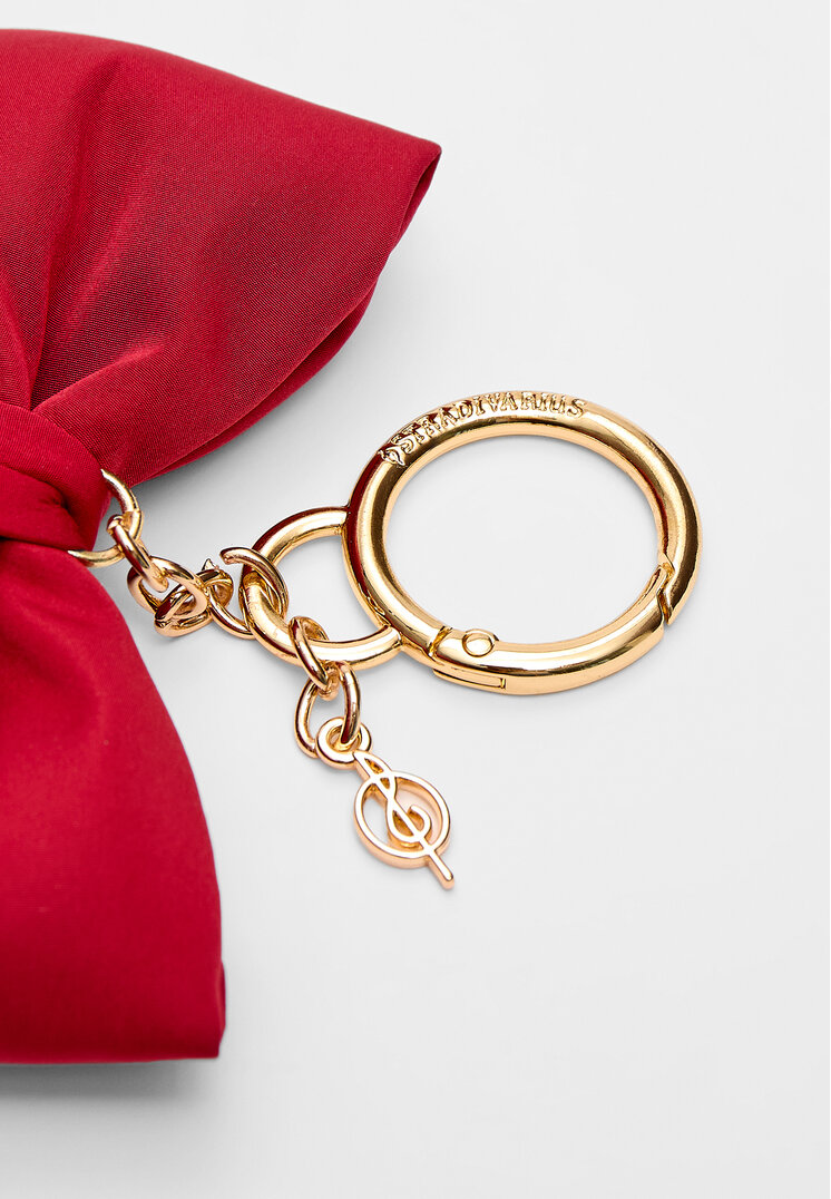Stradivarius Puffy bow key ring  Burgundy OS