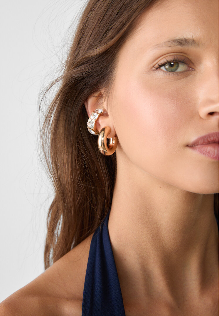 Stradivarius Set 4 orecchini ear cuff con strass  Oro OS