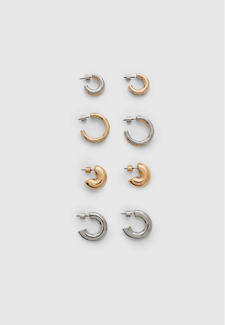 

Stradivarius 4er Set Ohrringe Metall-Mix Goldfarben OS