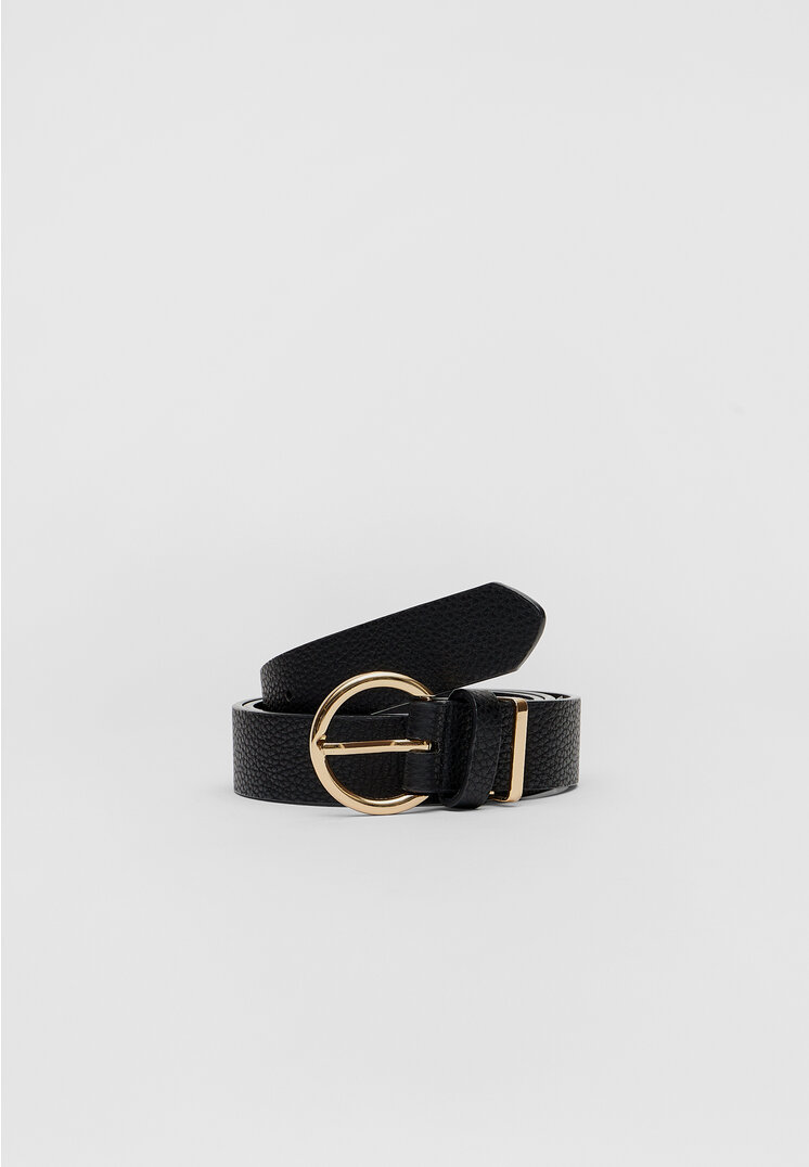 Stradivarius Curea Cu Detaliu Metalic Negru 80