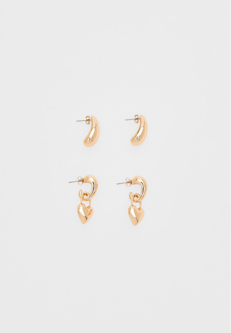 Stradivarius Set di 2 orecchini cuore OS