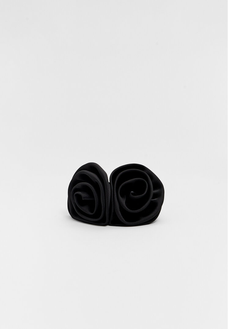 

Stradivarius Maxi-Haargummi mit doppelter Blume Schwarz OS