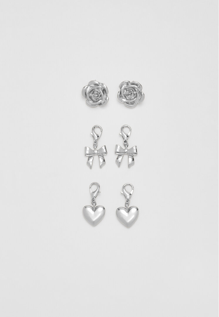 Stradivarius Set De 3 Charms Pentru Pantofi Sport Gri Os