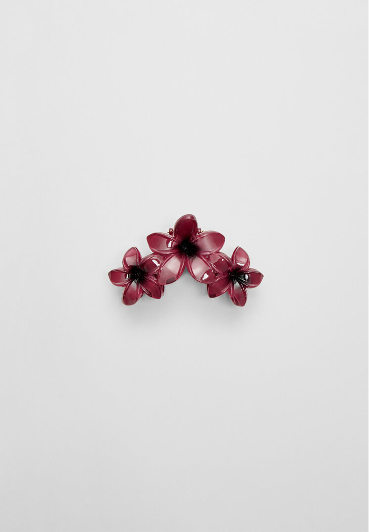 

Stradivarius Haarklammer mit Blumen Granatrot OS