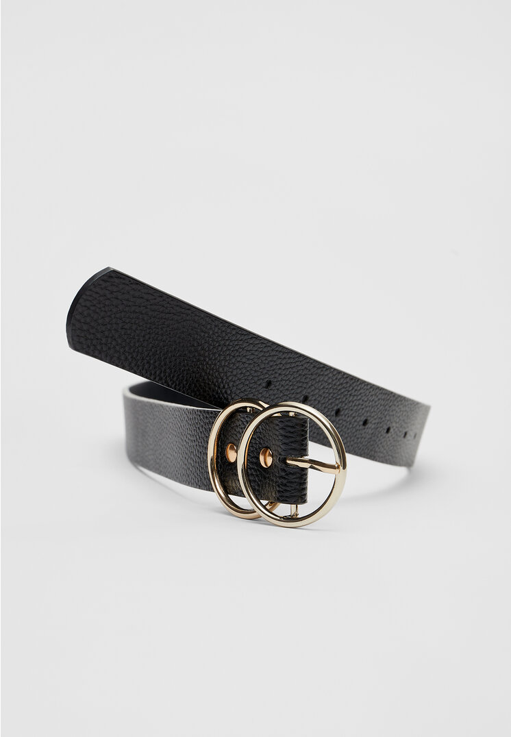 Stradivarius Cintura doppia fibbia incrociata  Nero 70