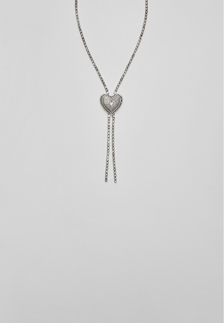 Stradivarius Collana con cuore di brillantini OS