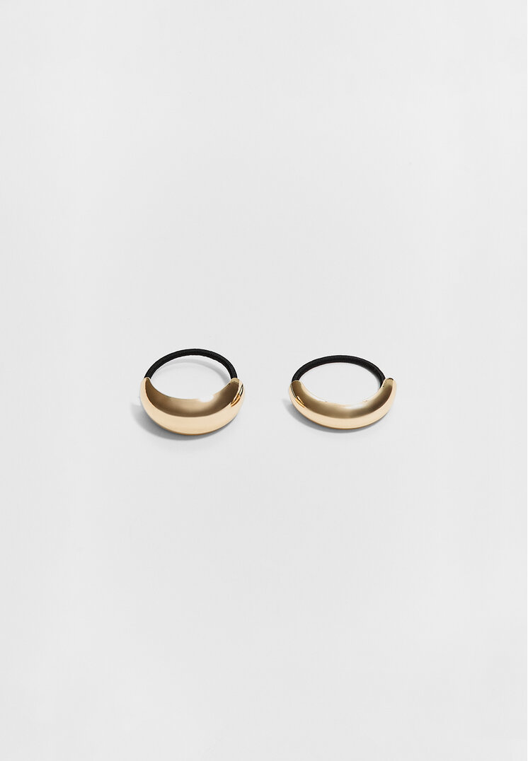 Stradivarius Set De 2 Elastice De Păr Combinate Cu Metal Auriu Os