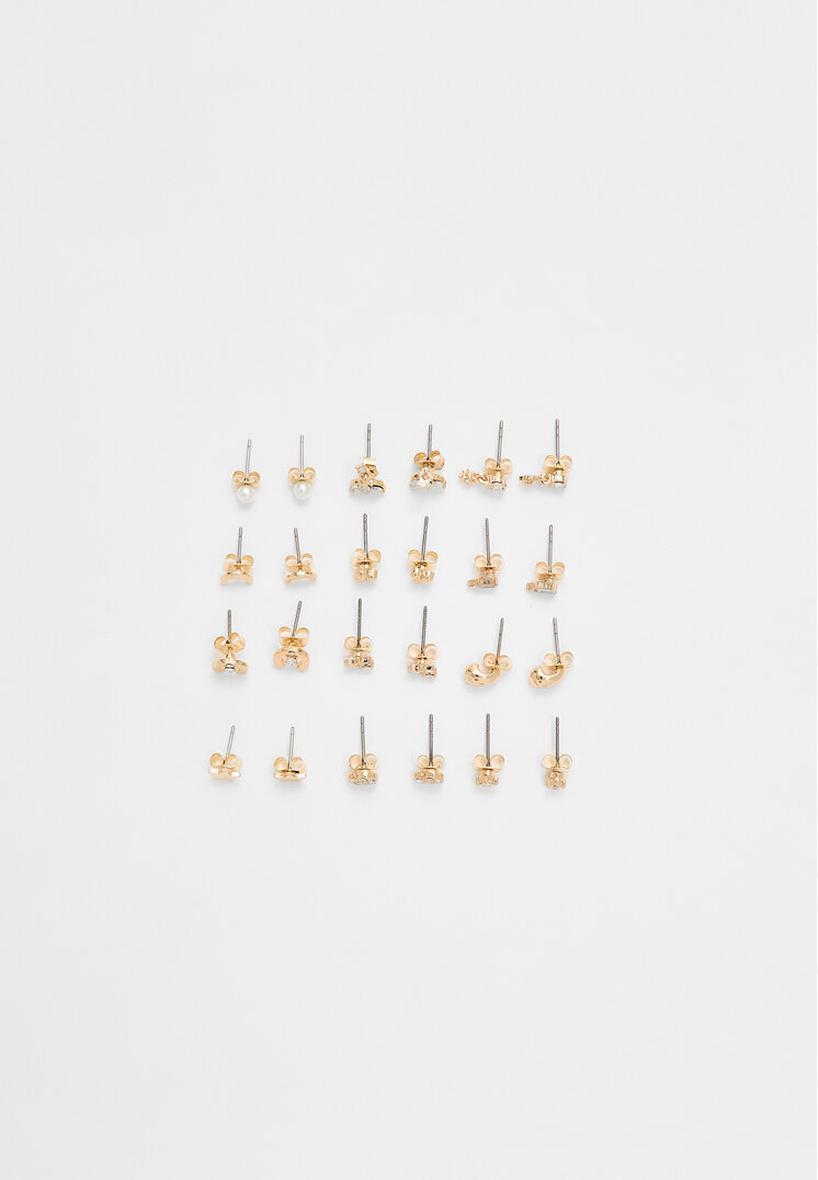 Stradivarius Set De 12 Perechi De Cercei Cu Stea Și Inimă Auriu Os