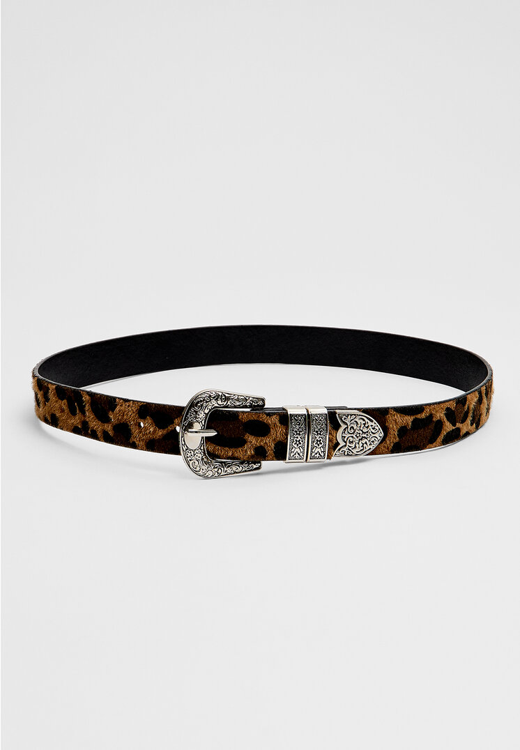 Stradivarius Cintura cowboy leopardata  Nero 80
