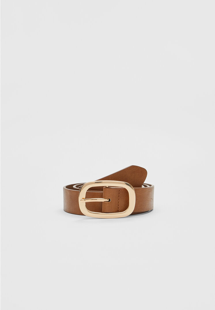 Stradivarius Curea Cu Cataramă Ovală Ocru 80