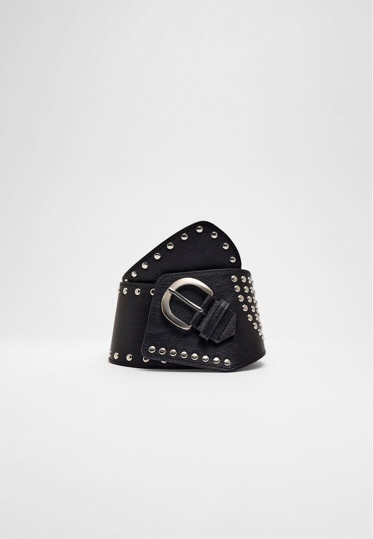 Stradivarius Curea Cu Ținte Asimetrică Negru 90