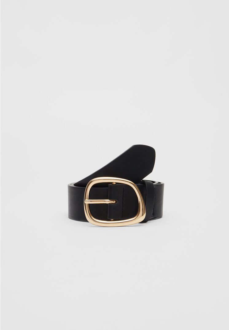 Stradivarius Curea Cu Cataramă Neregulată Negru 90