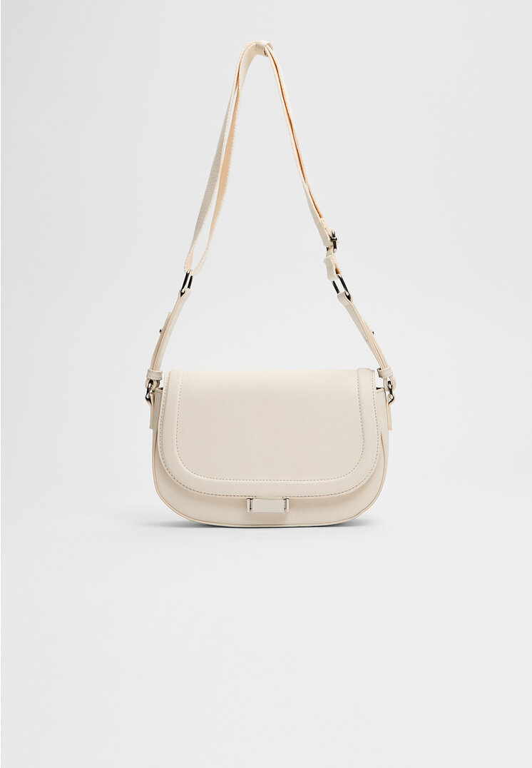 Stradivarius Geantă Crossbody Cu Capac Rotund Ecru Os