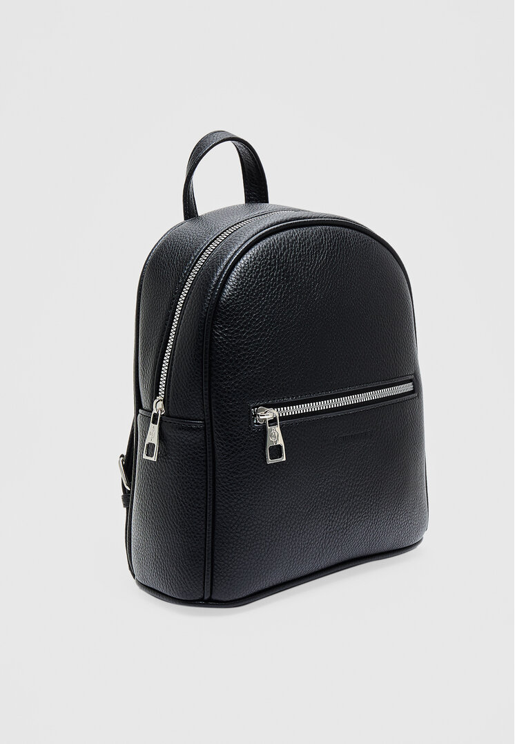 Stradivarius Basic backpack with pocket Black OS