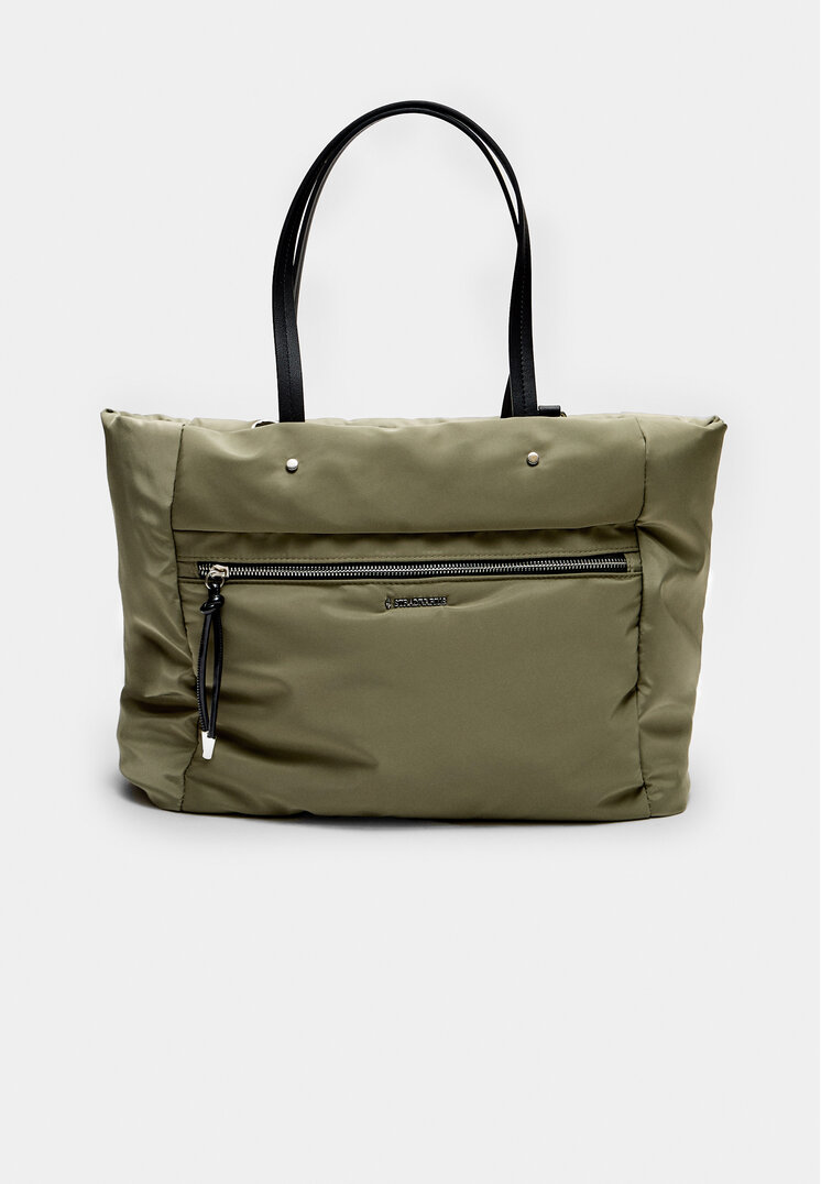 Stradivarius Geantă Shopper Din Material Textil Kaki Os