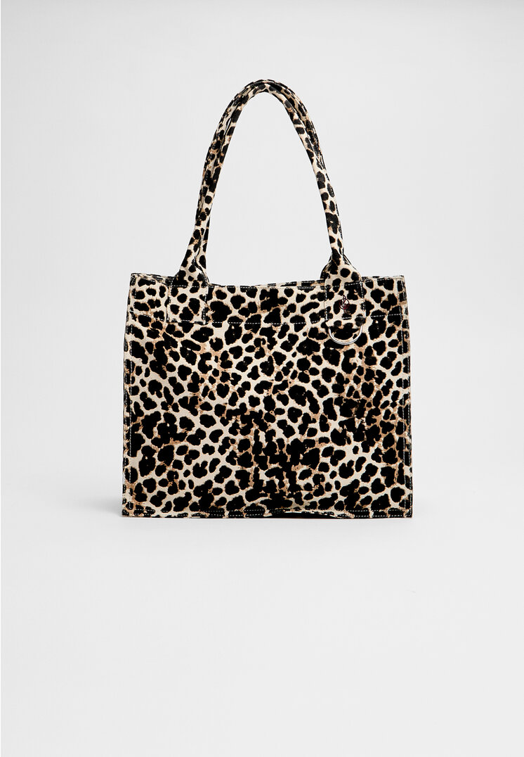 Stradivarius Geantă Tote Din Țesătură Leopard Bej Os