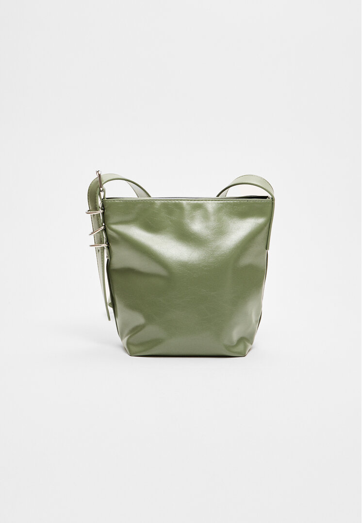 Stradivarius Geantă Crossbody Bucket Verde Os