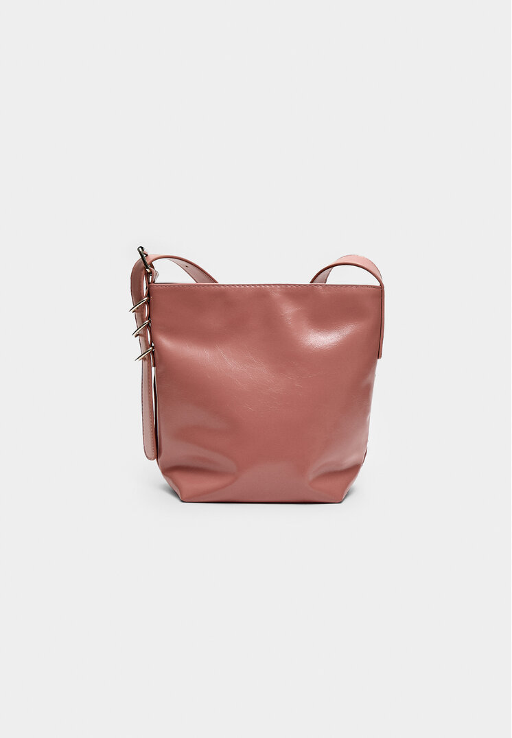 Stradivarius Geantă Crossbody Bucket Roz Pastel Os