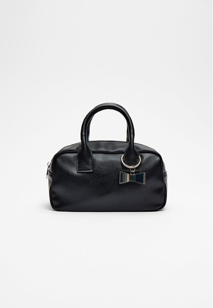 Stradivarius Geantă Crossbody Cu Amuletă Fundă Negru Os