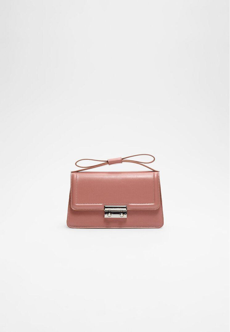 Stradivarius Geantă Crossbody Cu Toartă Și Fundă Roz Pastel Os