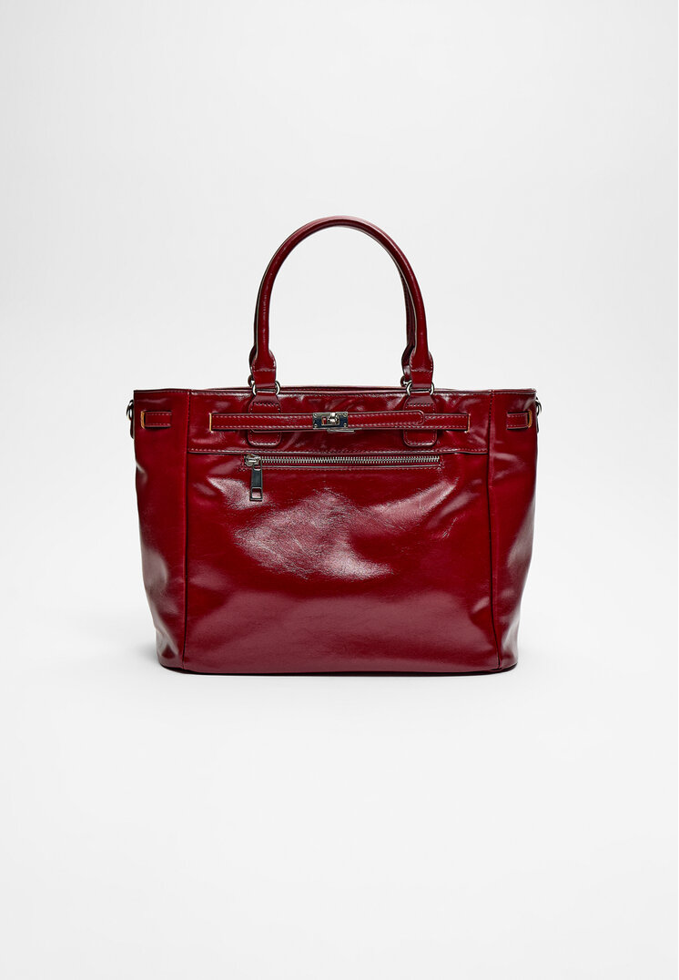 Stradivarius Geantă Tote Cataramă Grena Os