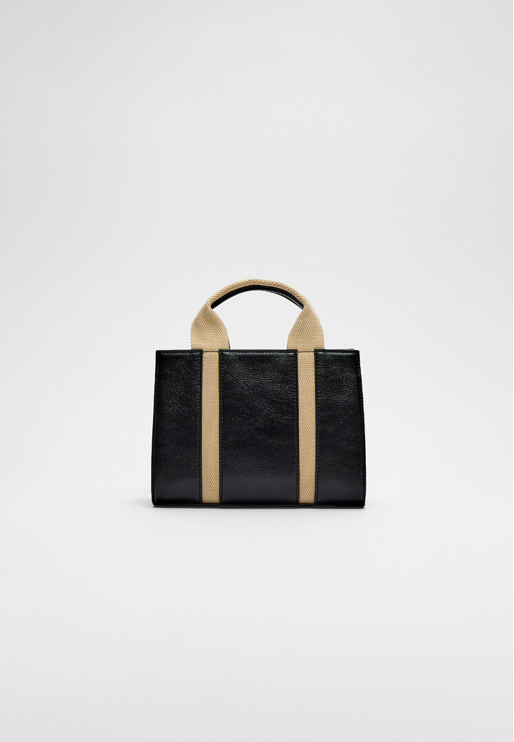 Stradivarius Geantă Shopper Combinată Negru Os