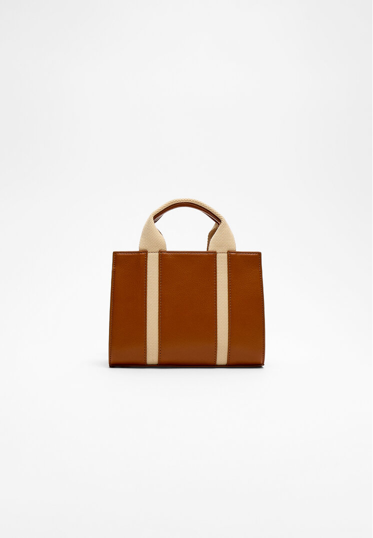 Stradivarius Geantă Shopper Combinată Ocru Os