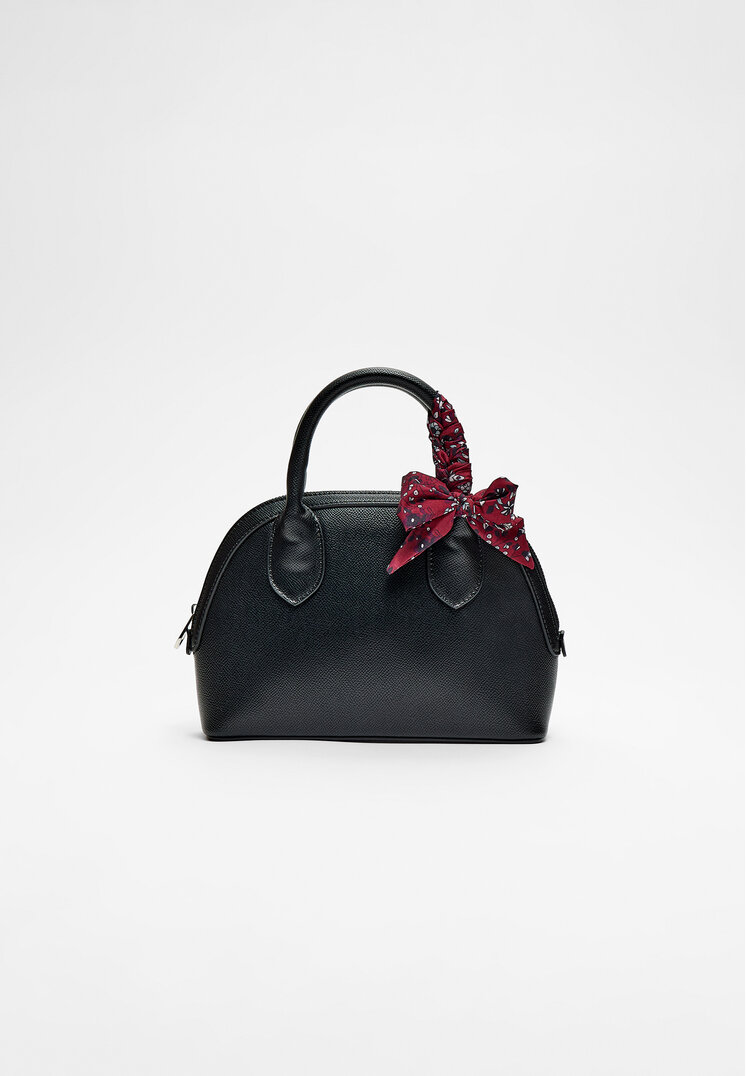 Stradivarius Geantă Crossbody Cu Eșarfă Negru Os