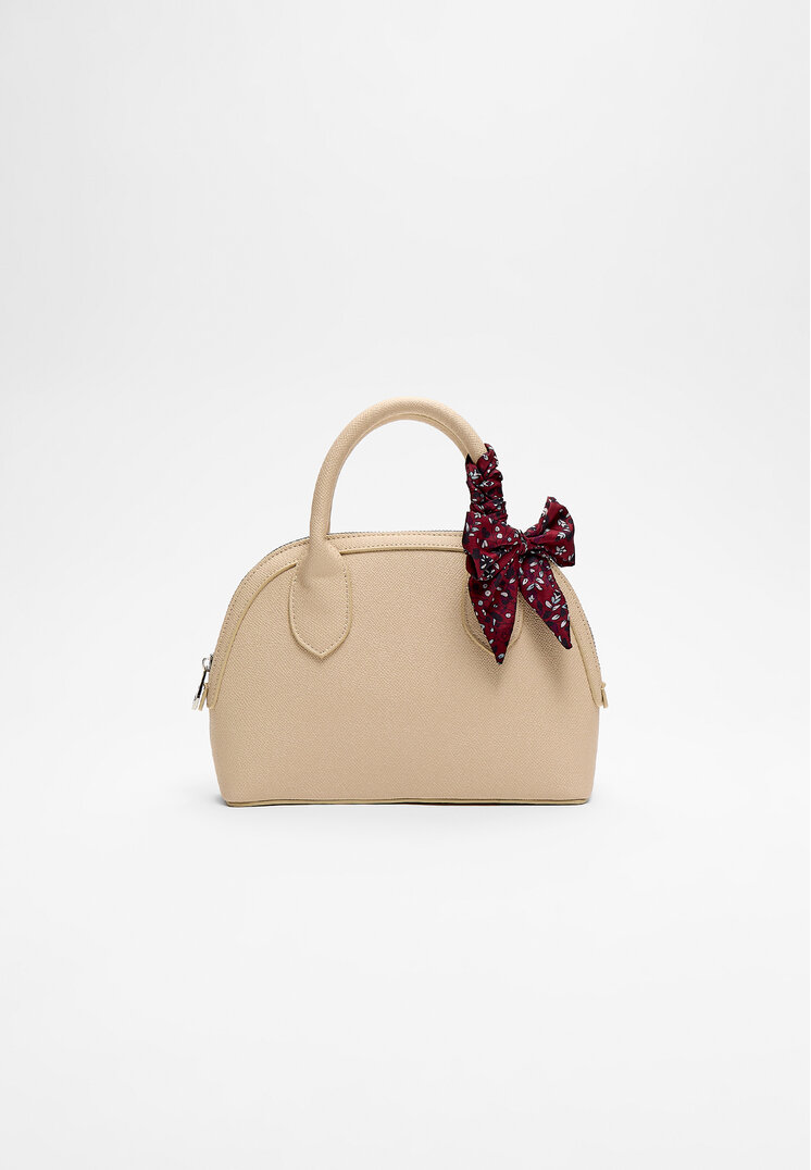 Stradivarius Geantă Crossbody Cu Eșarfă Ecru Os