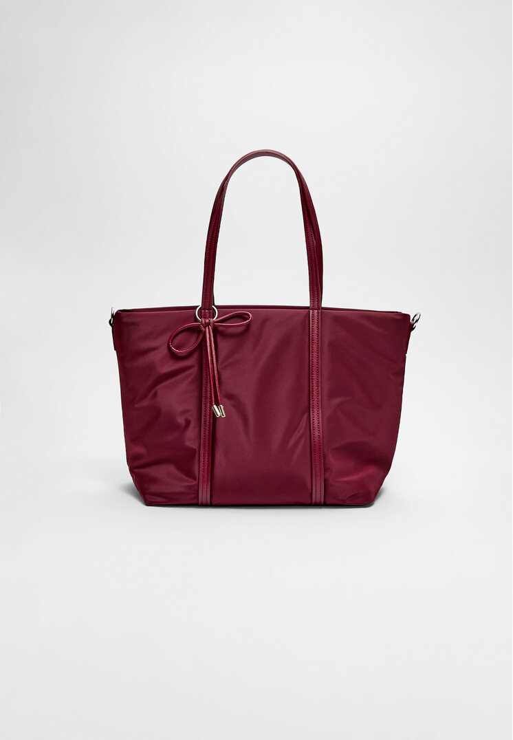 Stradivarius Geantă Shopper Țesătură Fundă Grena Os