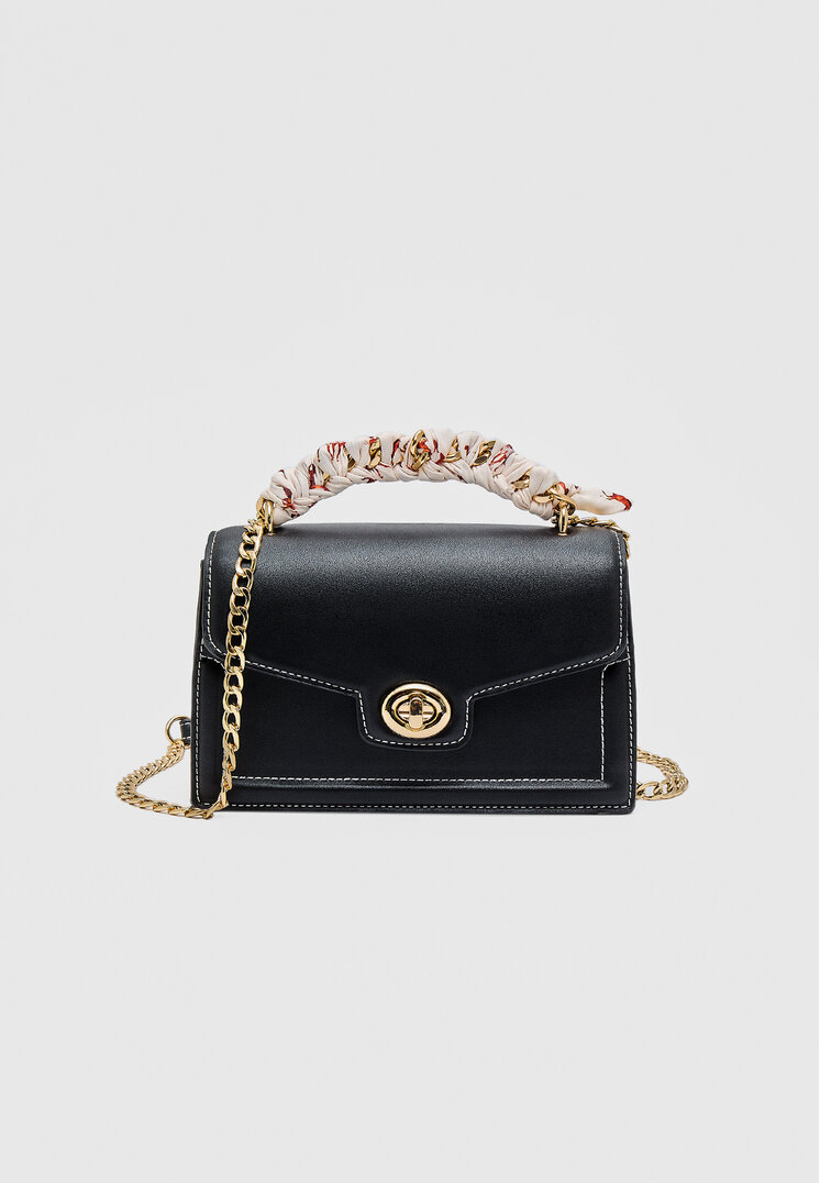 Stradivarius Geantă Crossbody Cu Eșarfă Negru Os