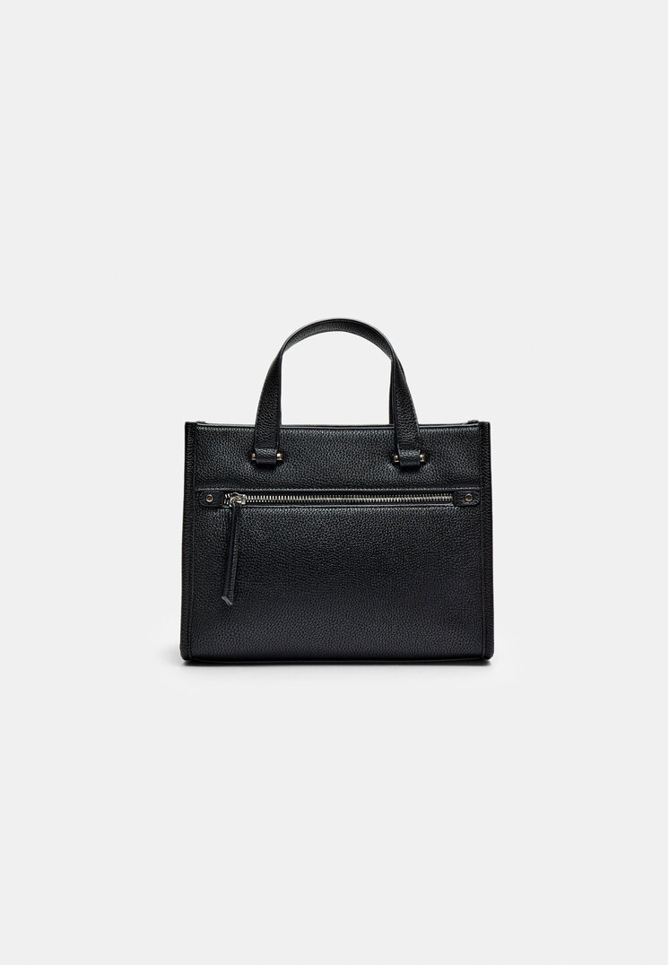 Stradivarius Geantă Tote Cu Fermoar Negru Os