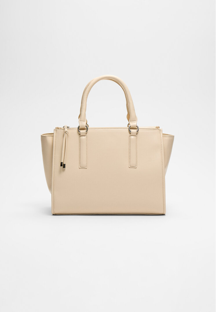 Stradivarius Geantă Tote Cu Fermoar Ecru Os