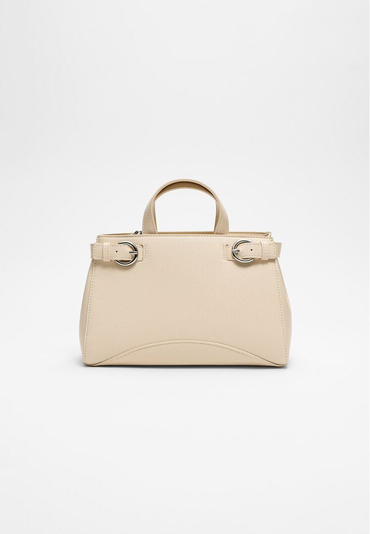 Stradivarius Geantă Tote Catarame Ecru Os