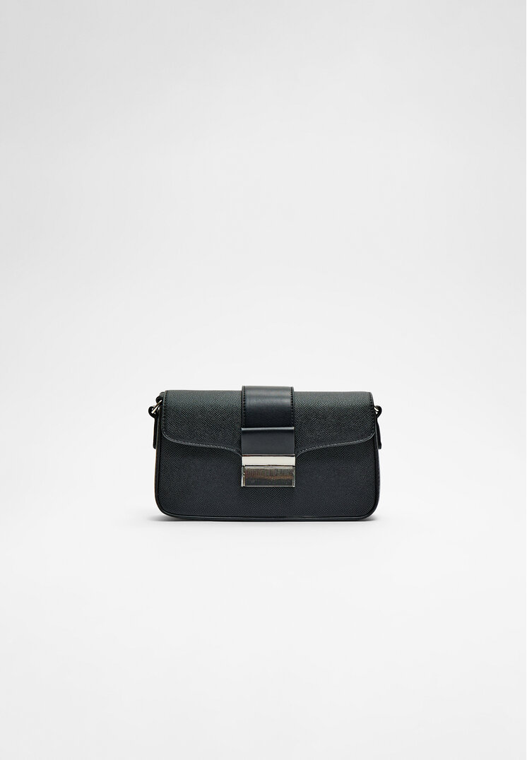 Stradivarius Geantă Crossbody Cu Cataramă Negru Os