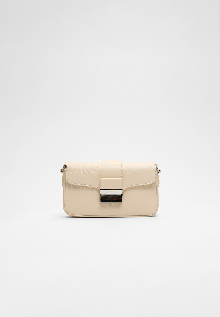 Stradivarius Geantă Crossbody Cu Cataramă Ecru Os
