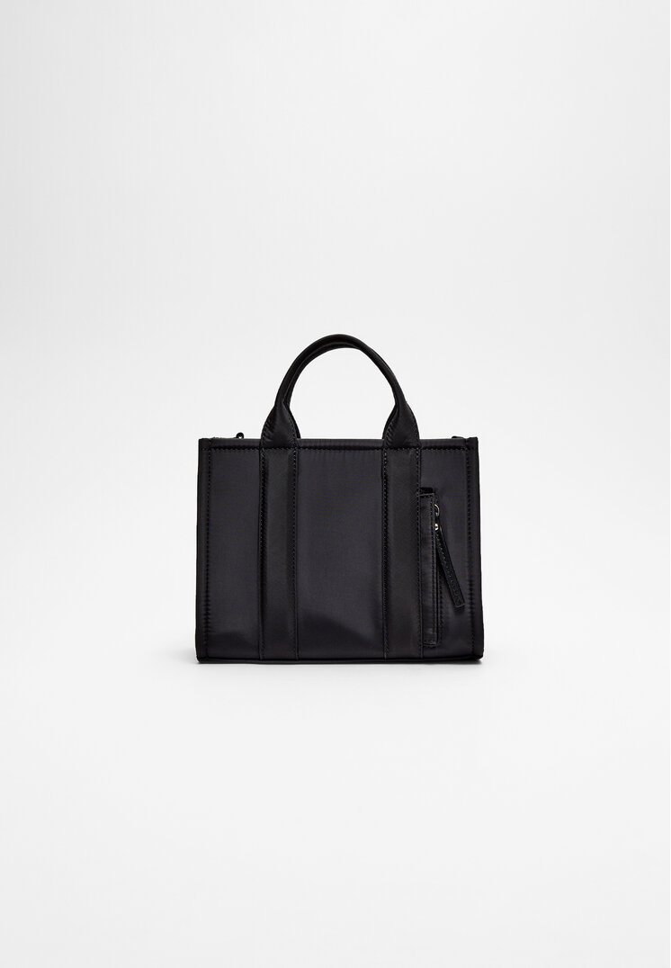 Stradivarius Geantă Tote Mini Din Material Textil Negru Os