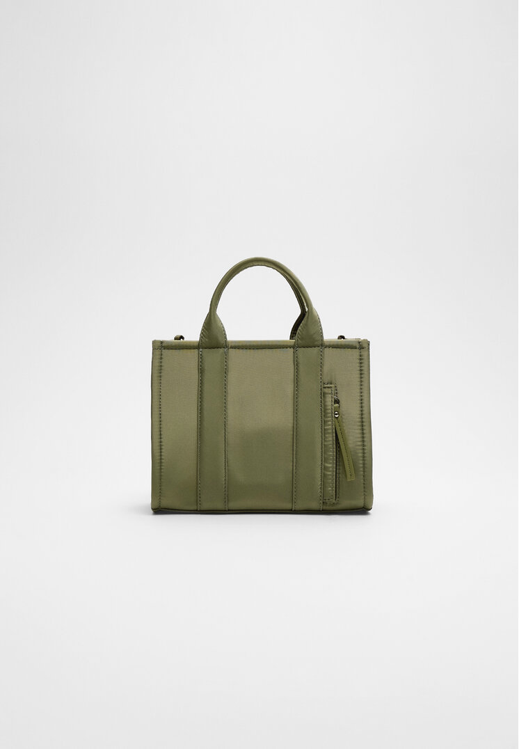 Stradivarius Geantă Tote Mini Din Material Textil Kaki Os