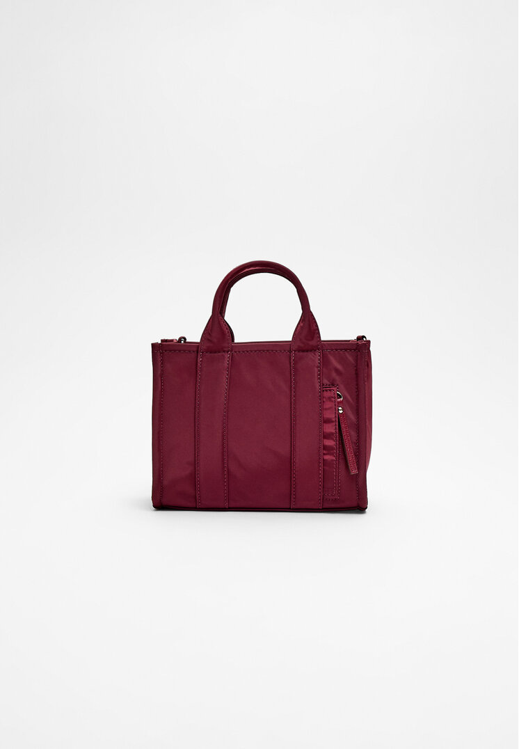 Stradivarius Geantă Tote Mini Din Material Textil Cu Fermoar Grena Os