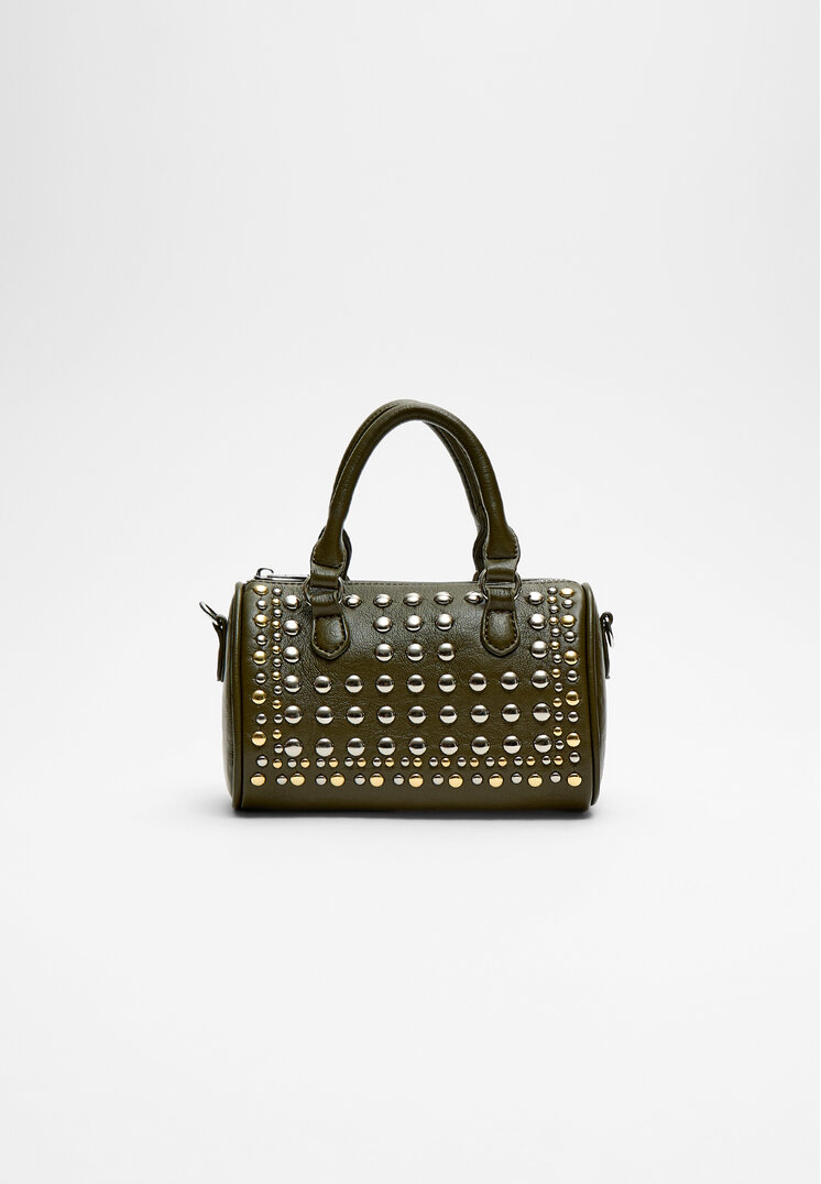 

Stradivarius Bowling-Tasche mit Metall-Nieten Khaki OS