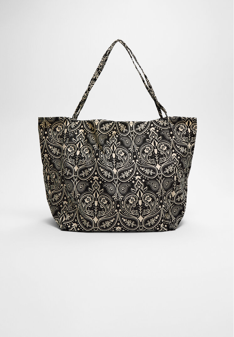 

Stradivarius Wzorzysta torba shopper Czarny OS