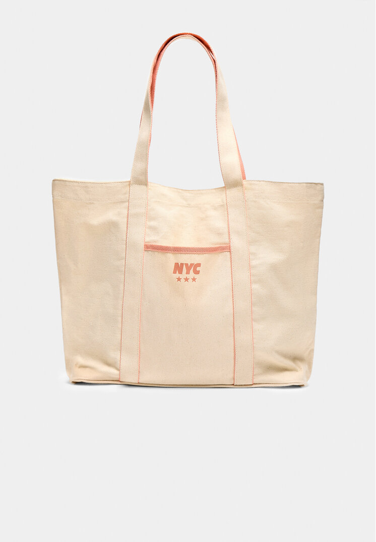 

Stradivarius Shoppertasche aus Stoff Ecru OS