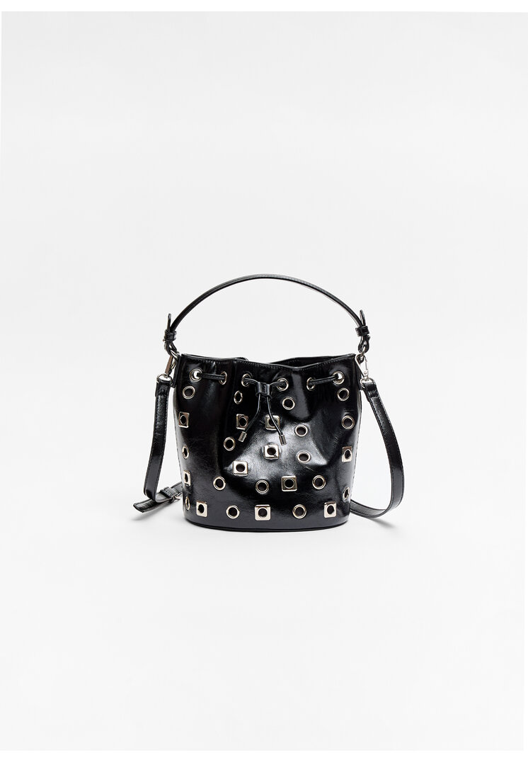 Stradivarius Geantă Crossbody Cu Ocheți Negru Os
