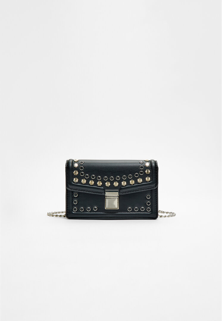 Stradivarius Geantă Crossbody Cu Ținte Negru Os