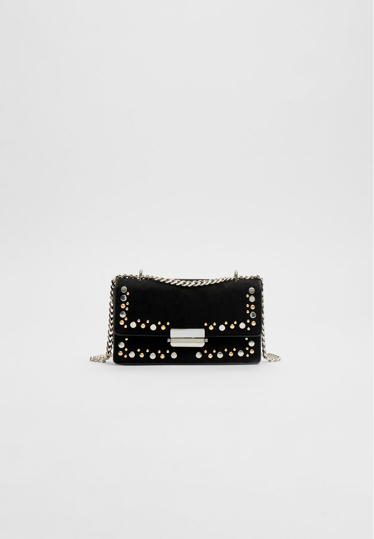 Stradivarius Geantă Crossbody Cu Ținte Negru Os
