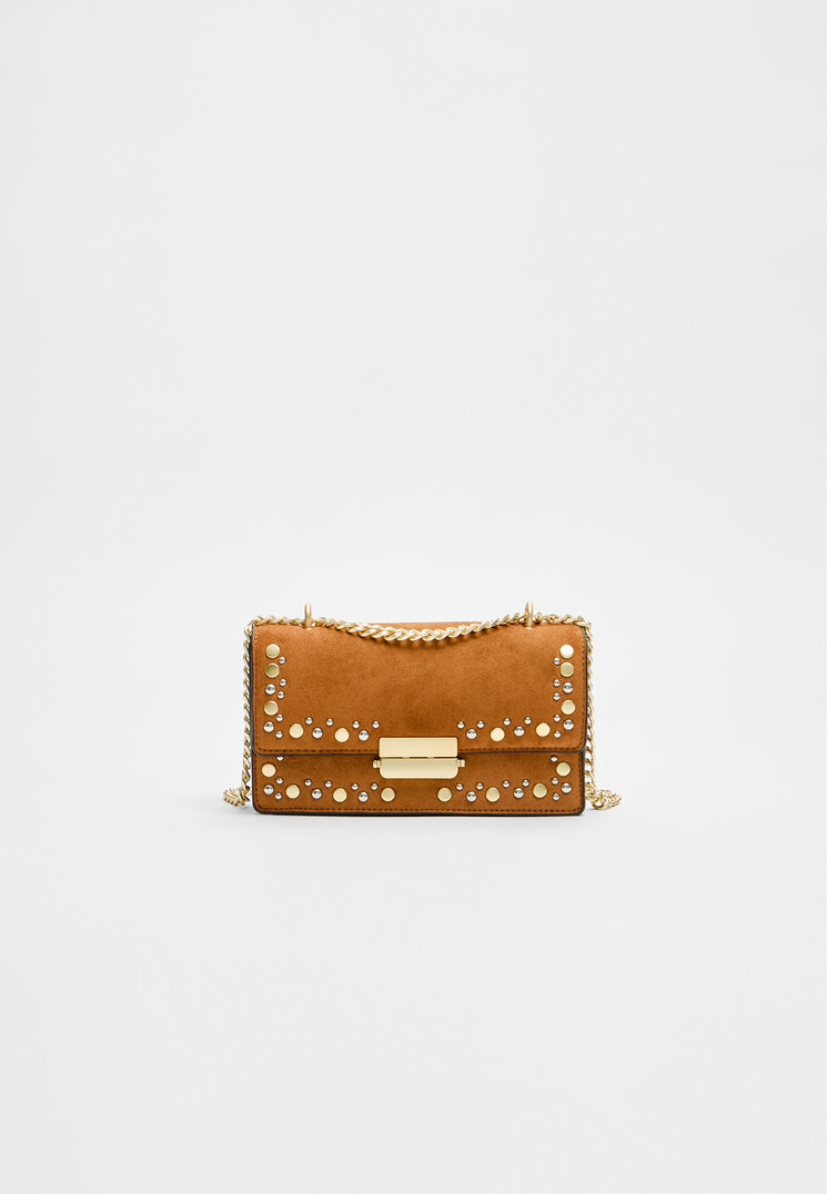 Stradivarius Geantă Crossbody Cu Ținte Ocru Os