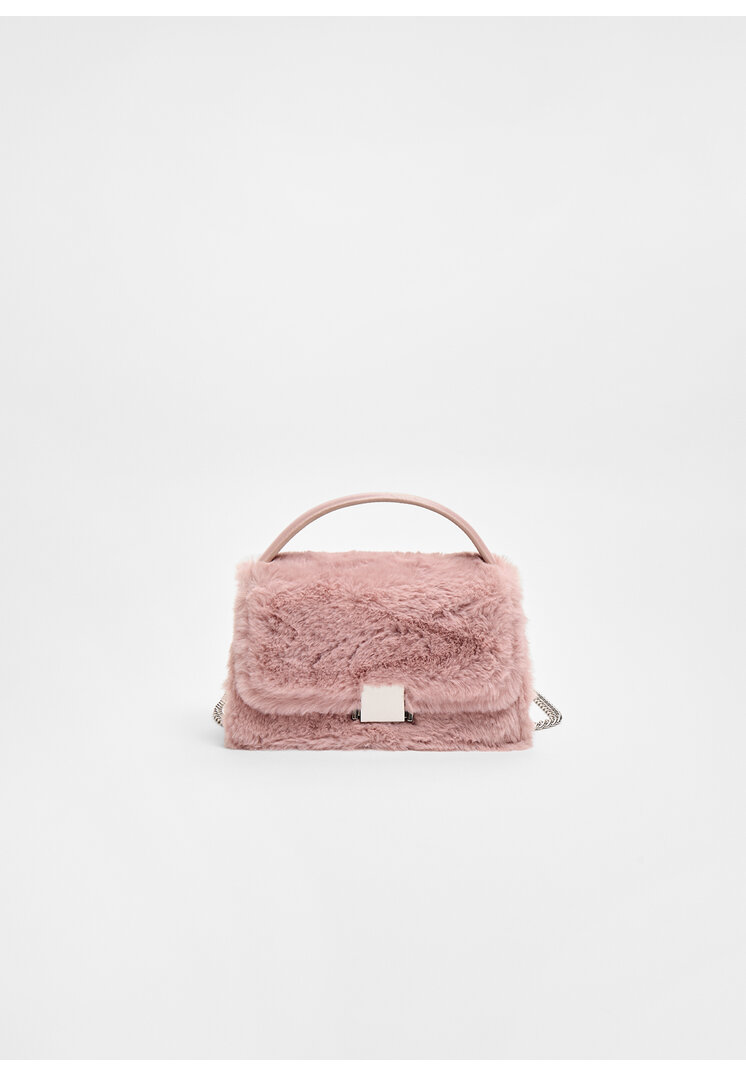 Stradivarius Geantă Crossbody Din Imitație De Blană Roz Pastel Os